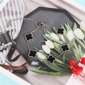 Clover Necklace & Bracelet Set | Dainty Gold Link Jewelry for Women.